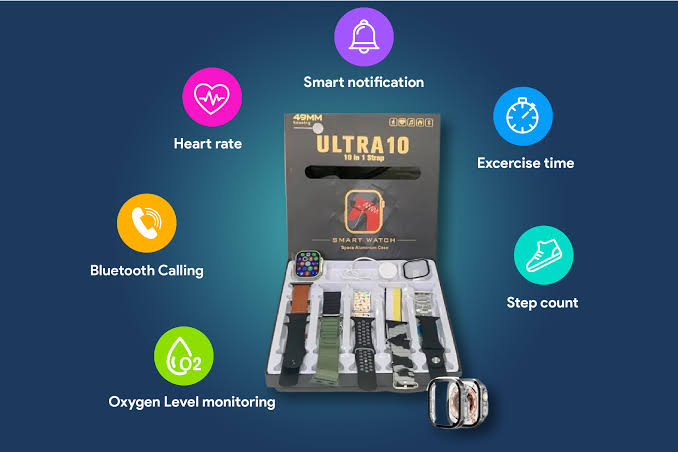 Ultra 10 (10 in 1 Strap) Smart Watch⌚