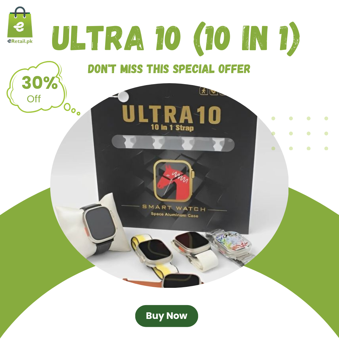 Ultra 10 (10 in 1 Strap) Smart Watch⌚